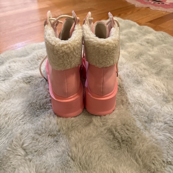 Dolls Kill Pink Ankle Boots with Cream Accents - Picture 3 of 4